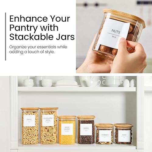 Miniatura 7 de Talented Kitchen Contenedores cuadrados de vidrio para almacenamiento de alimentos, herméticos y etiquetados, recipientes de almacenamiento de