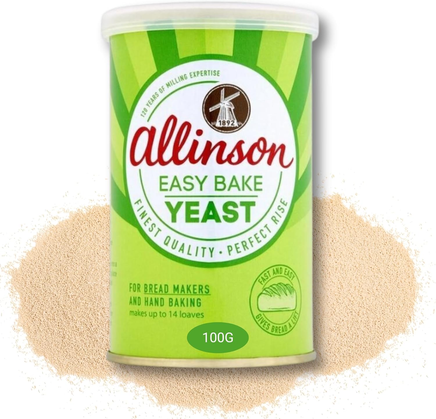 Allinson Easy Bake Yeast Dry Yeast Tin 1 x 100g, Perfect Bread Making