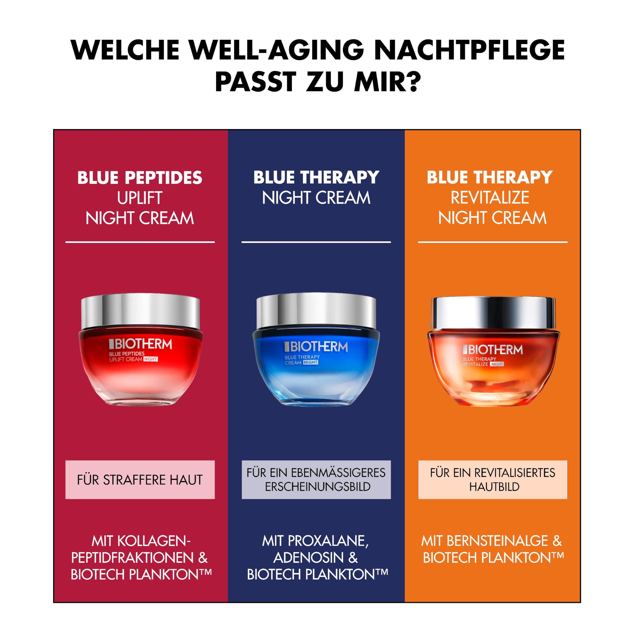 Biotherm Blue Therapy Night Cream, regenerierende Anti Falten Creme für die Nacht, Nachtcreme mit Algenextrakt, feuchtigkeitsspendende Anti Aging Nachtpflege für ein gestrafftes Hautbild, 50 ml