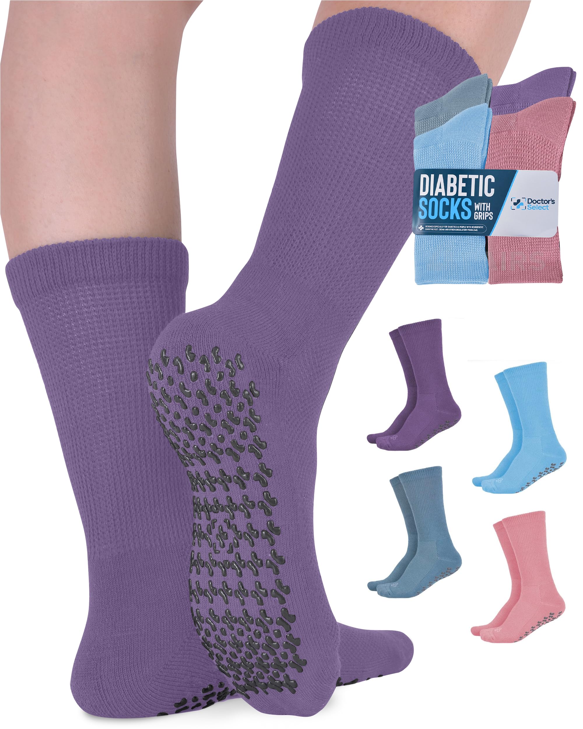 Diabetic Socks for Women and Men - 4 Pairs Non Binding & Non Slip Socks