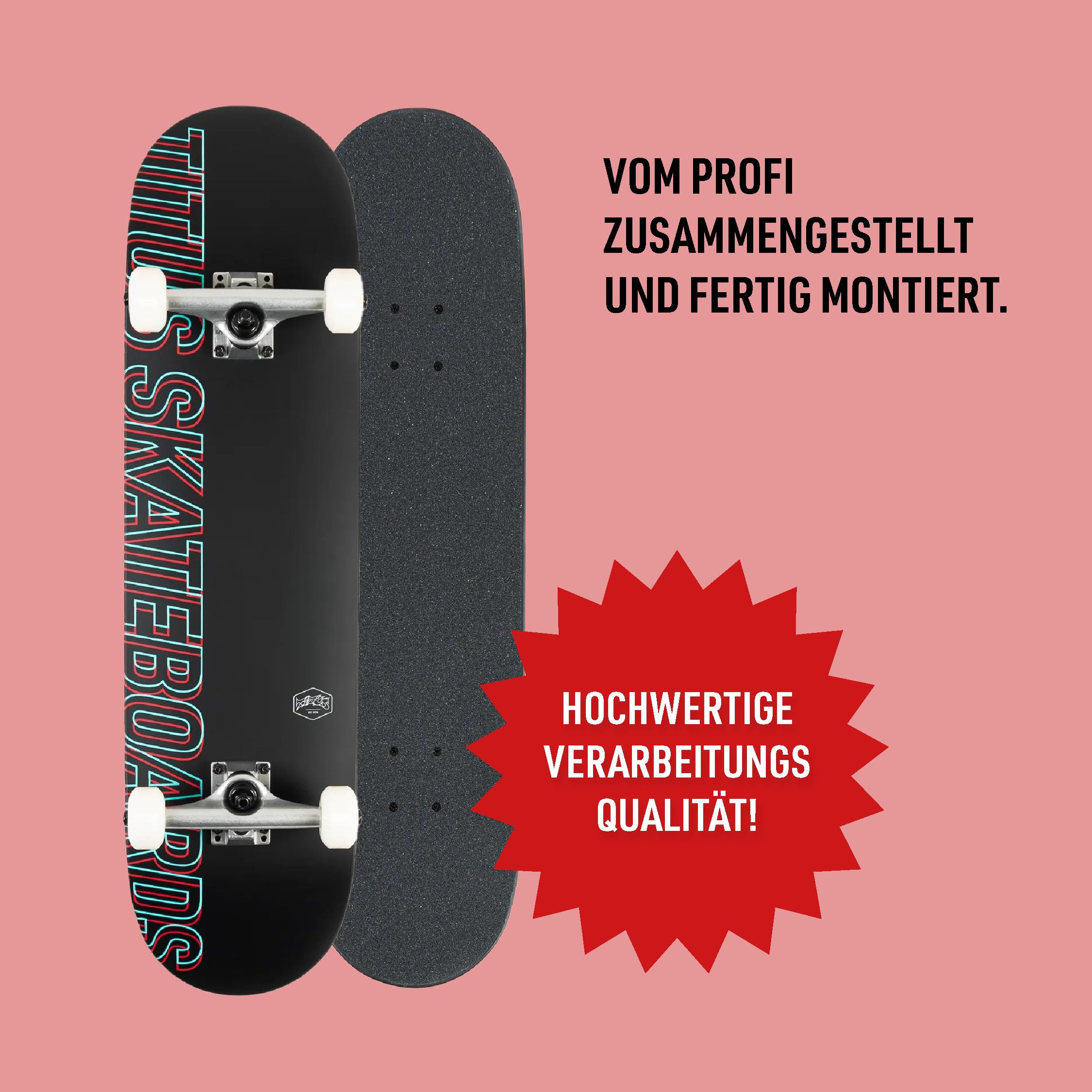 TITUS Skateboard Classic - Komplettboard – Skateboard Erwachsene, Jugendliche & Kinder ab 9 Jahre, für Einsteiger & Fortgeschrittene