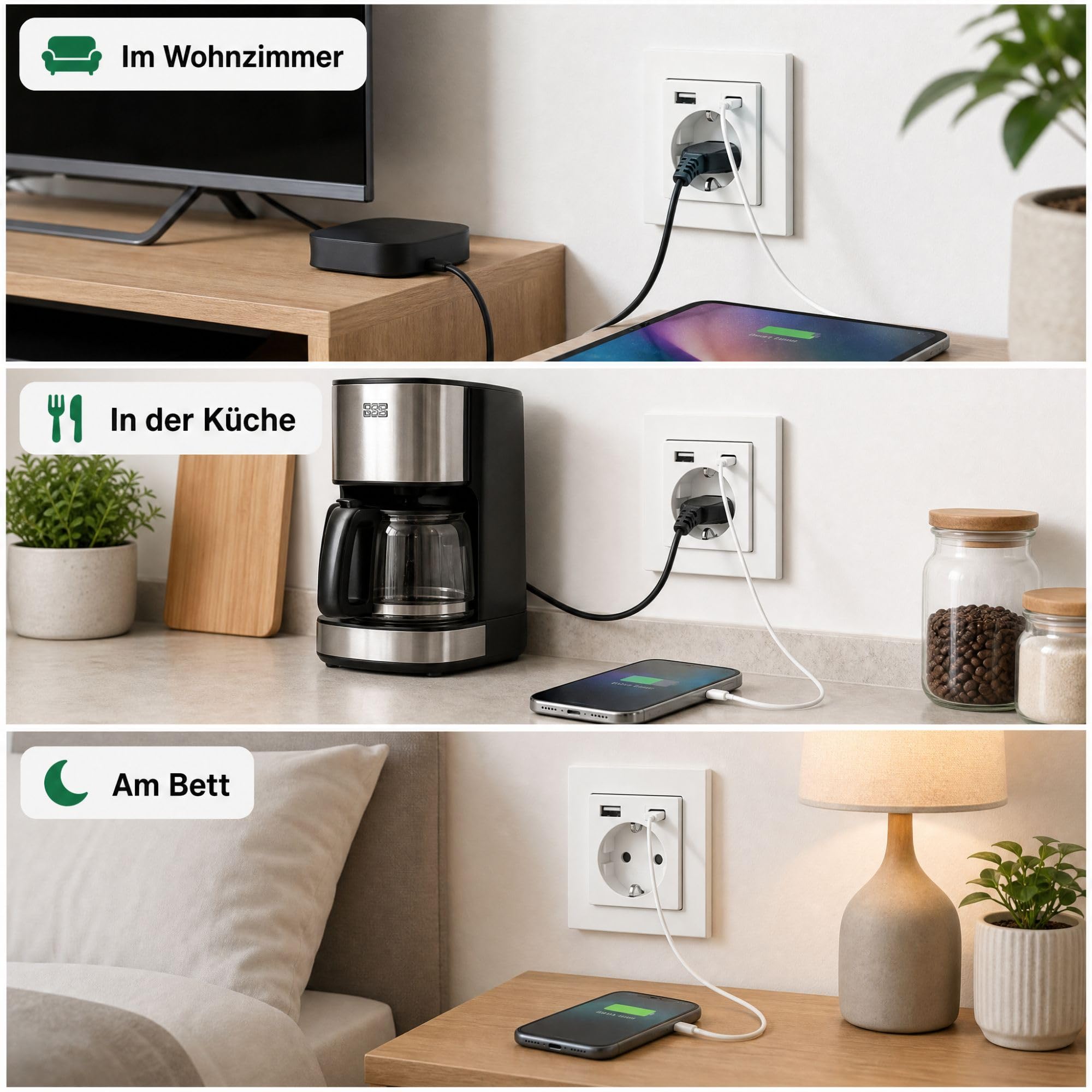 USB-Steckdose chargeMax unter Putz USB-A + USB-C mit Rahmen Ausführung 2USB, Tiefe nur 32mm, Set mit Abdeckung Gira E2 reinweiß matt