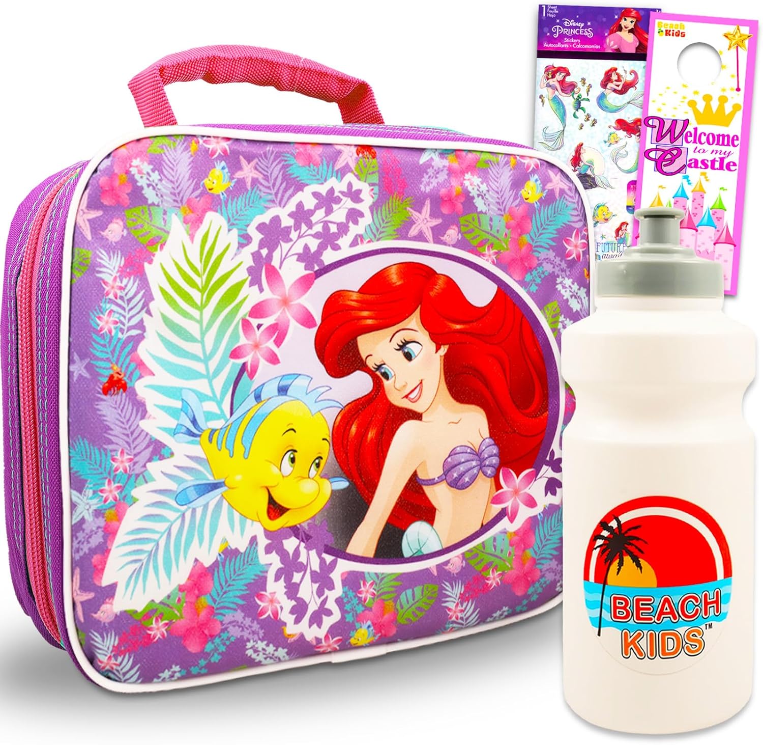 Disney The Little Mermaid Lunch Box for Girls - Bundle with Insulated Ariel Lunch Bag, Stickers, More Little Mermaid Lunch Box