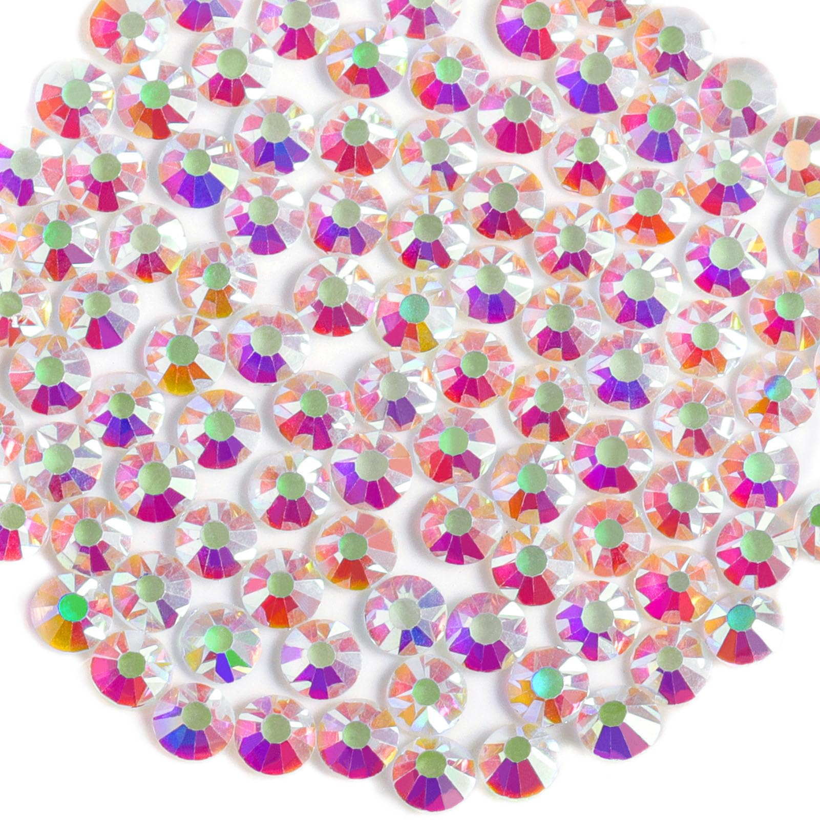 BEADSLAND Round Flat Back Crystal Rhinestones | Transparent AB, 10mm SS50 (144pcs) - main product image
