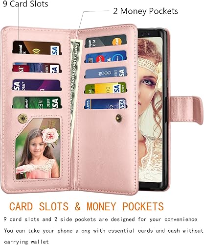 Miniatura 2 de NJJEX Funda para Galaxy Note 8, para Note 8, piel sintética 9 ranuras para tarjetas Funda con tapa para tarjeta de crédito de identificación