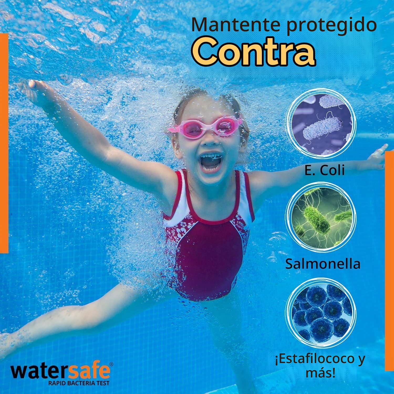 Watersafe Rapid Bacterias Prueba 10-Pack. Detecta E. Coli, Pseudomonas en 15 Minutos Ideal para Piscina, Spa & Recreativo Agua