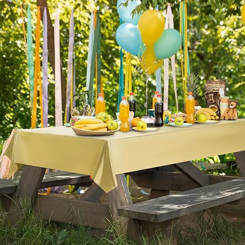 Miniatura 6 de 2 piezas de mantel de plástico dorado - Impresionante acabado mate metálico, 40" x 108" mantel para Año Nuevo, perfecto para decoración de despedida