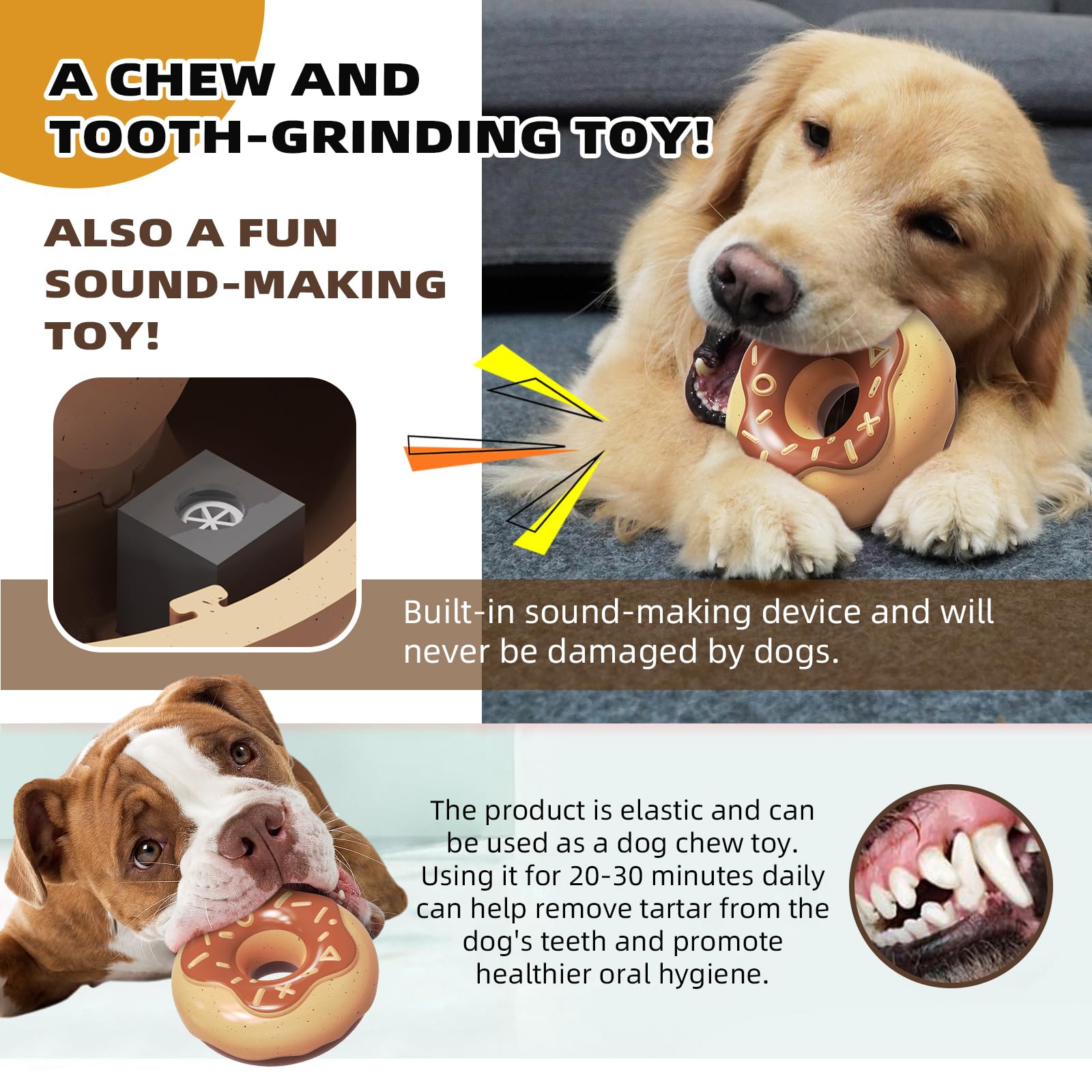 Lindo juguete de dona para perros masticadores agresivos, juguetes indestructibles chirriantes para perros con fragancia cremosa para razas medianas y grandes, juguetes masticables resistentes