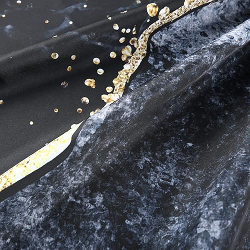 Miniatura 8 de RosieLily Cortina de ducha negra, cortina de ducha de mármol, cortina de ducha abstracta, juego de cortinas de ducha de mármol negro con 12 ganchos,