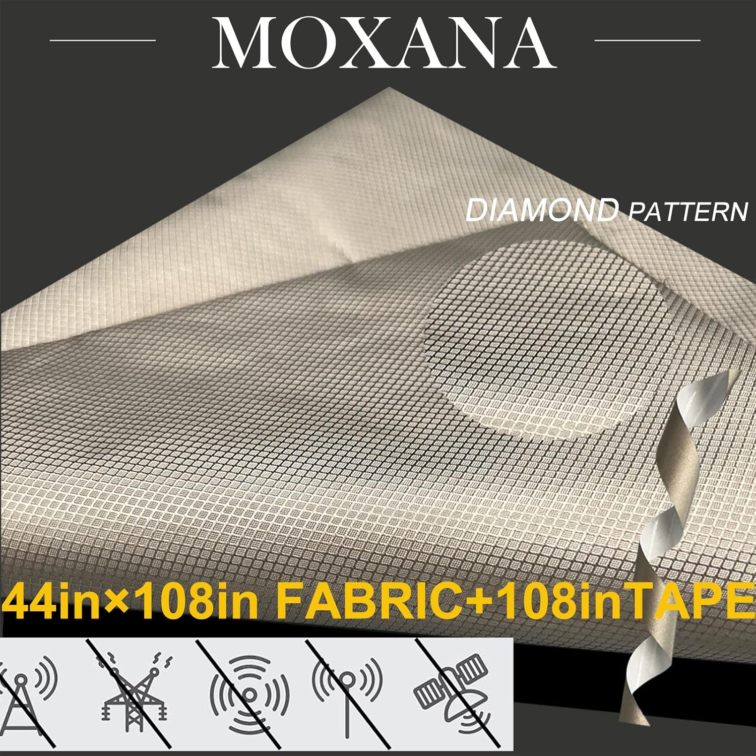 Faraday Fabric Kit (44" W × 108" L + 108" L Tape). Multi-Purpose Military Grade Signal Blocking Cloth for RFID, EMI, WiFi, Bluetooth, GPS, Cell Phone Signal. Premium Faraday Material for DIY