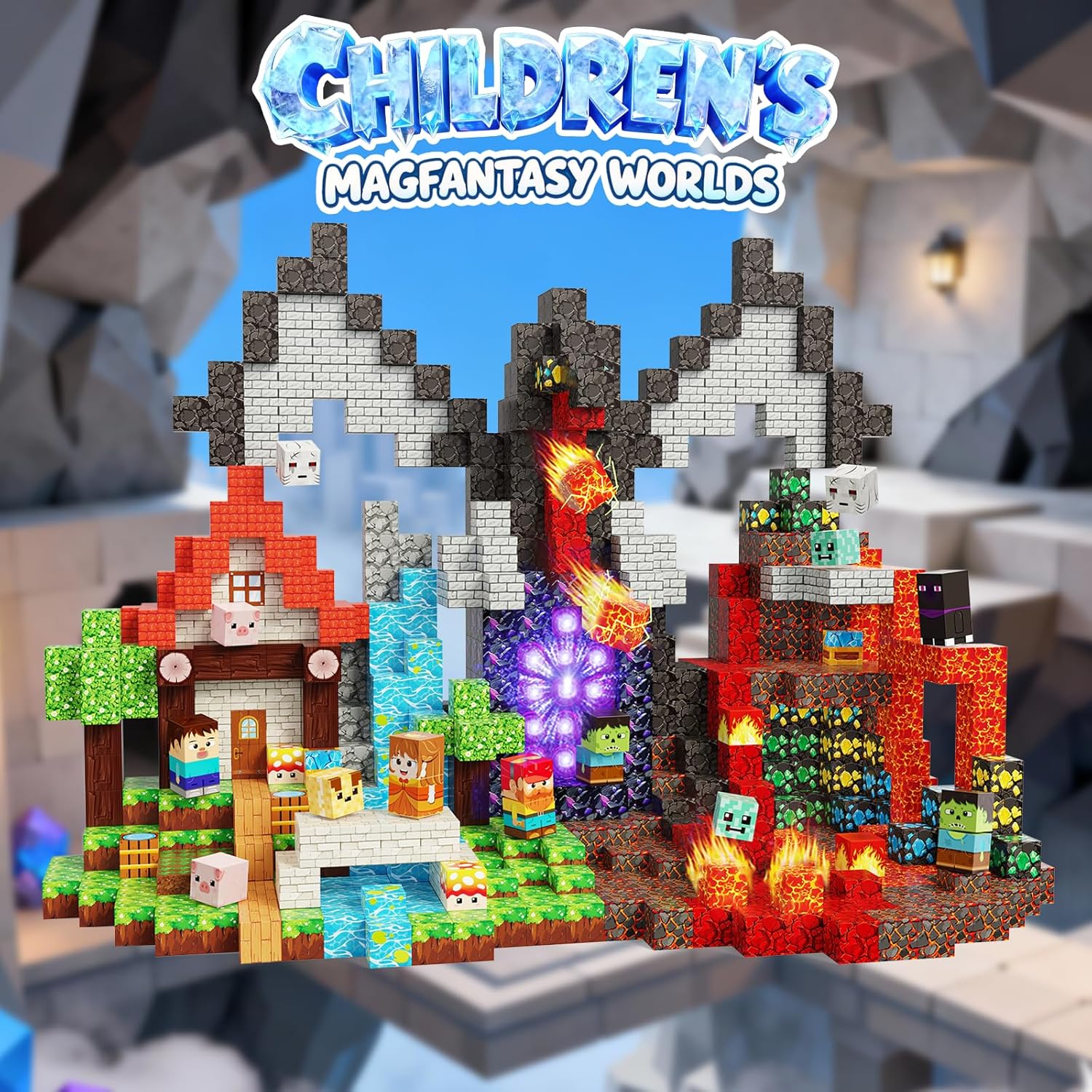 200 PCS Magnetic Blocks, Magnetic Building Blocks Cubes, Dragon Magnet Toys for Kids Ages 3+, Magnet Blocks for Boys, Sensory Toy for STEM Learning Toys & Ideal Christmas Birthday Gift