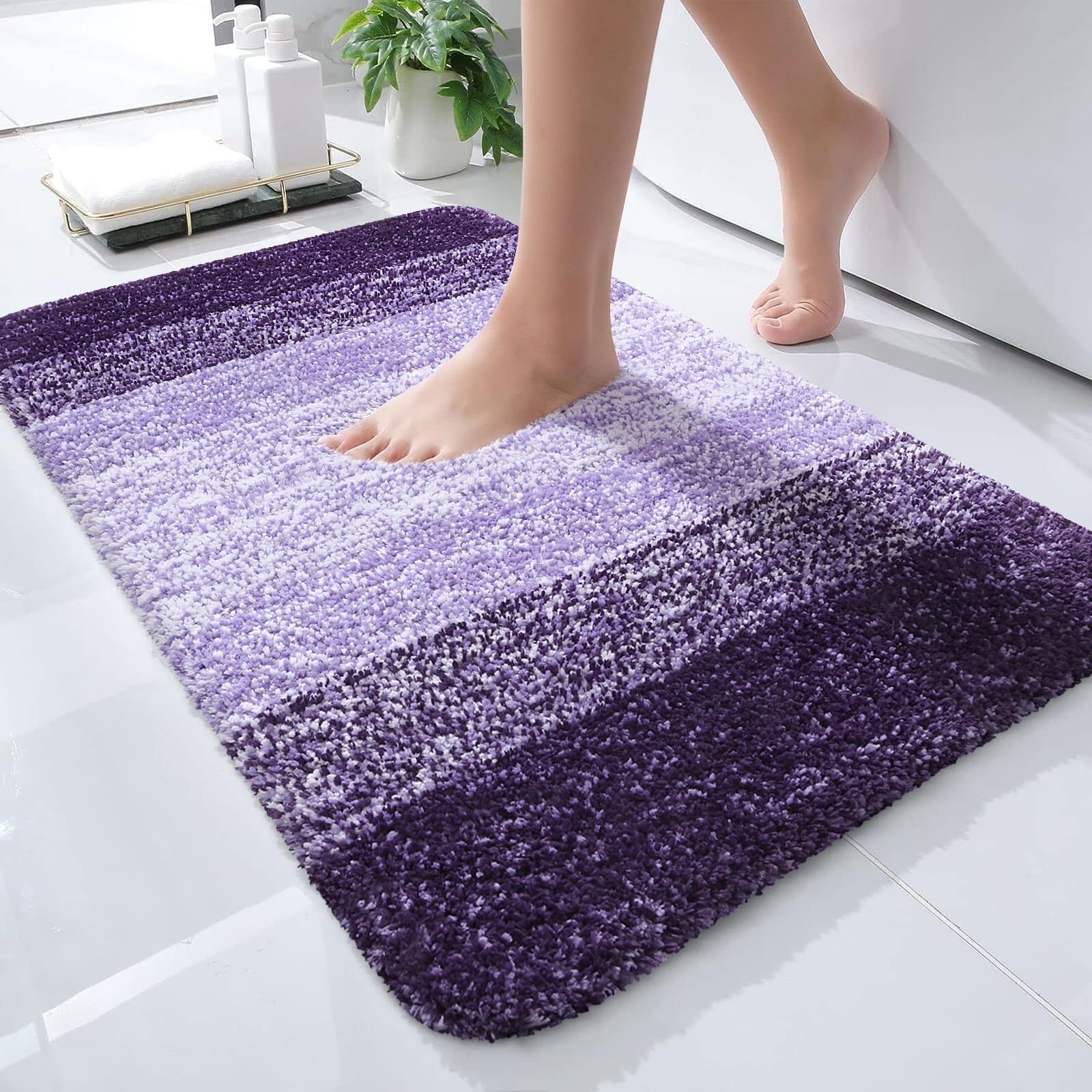 Bath Mats for Bathroom 24x16 - Extra Soft and Absorbent Microfiber Bath Mats Rubber Backing Quick Dry Machine Washable Bath Mats for Bathroom Floor, Tub, Shower and