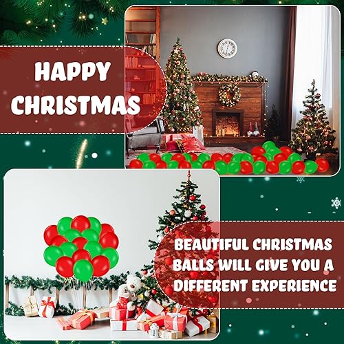 Miniatura 4 de 120 globos de látex de 12 pulgadas de color rojo y verde para decoración de bodas, Navidad, fiestas de cumpleaños (rojo, verde)