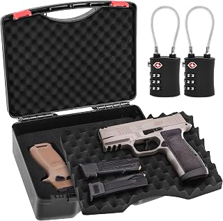 Pistol Case for Handguns with 2 Locks TSA Lockable 9mm Gun Case for Handguns Lightweight Hand Gun Case for pistols Home Storage Shooting Range Box