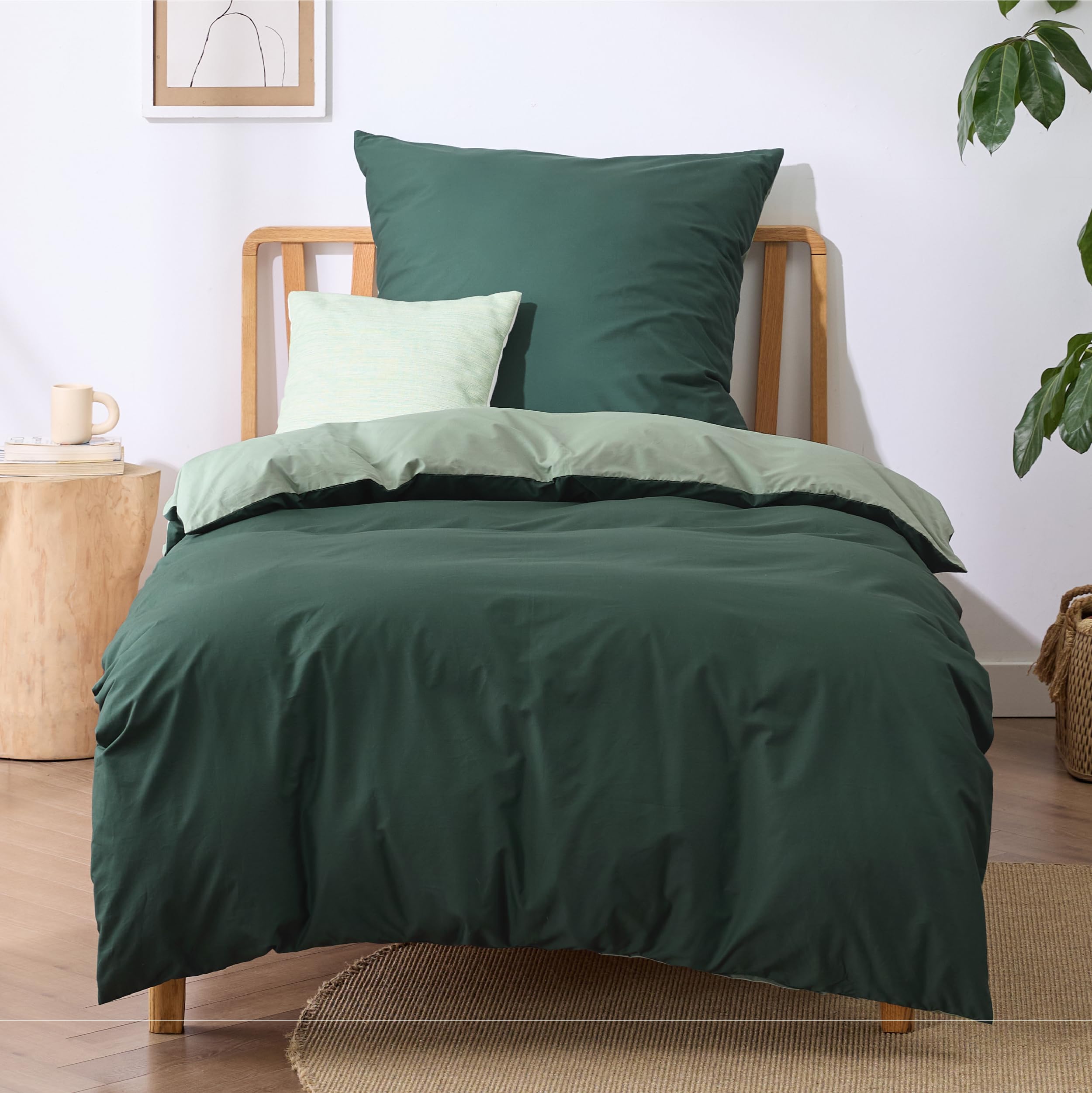 BEDSURE Bettwäsche Bettbezug Baumwolle Bettwäsche-Sets mit Kissenbezug, Duvet Cover mit Reißverschluss Einfarbig
