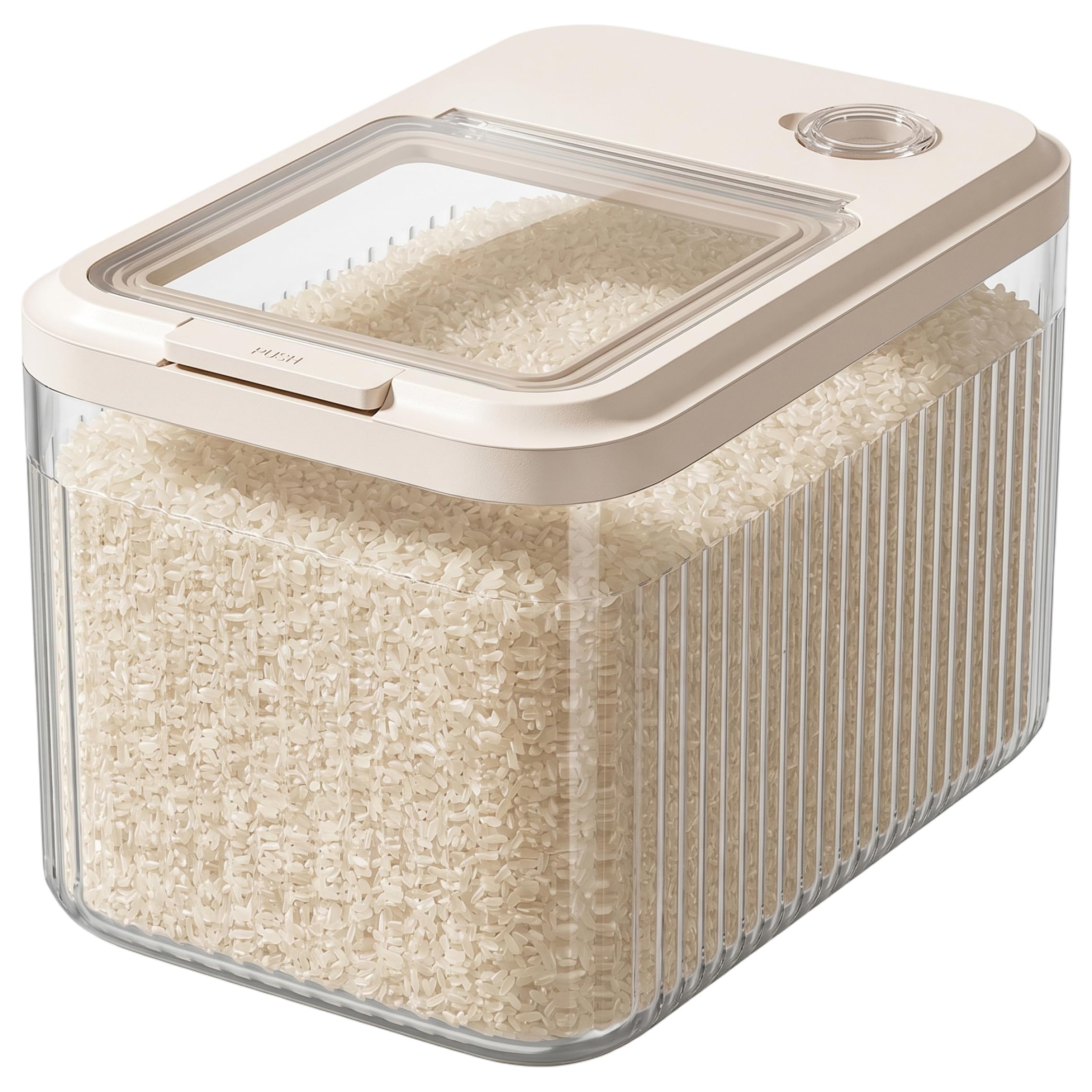 AwnsIMfreien Rice Container, 5kg Airtight Food Storage Plastic Rice Bin Flour & Kibble Storage Container with Lid & Measuring Cup for Home Kitchen, Food-Grade, Clear
