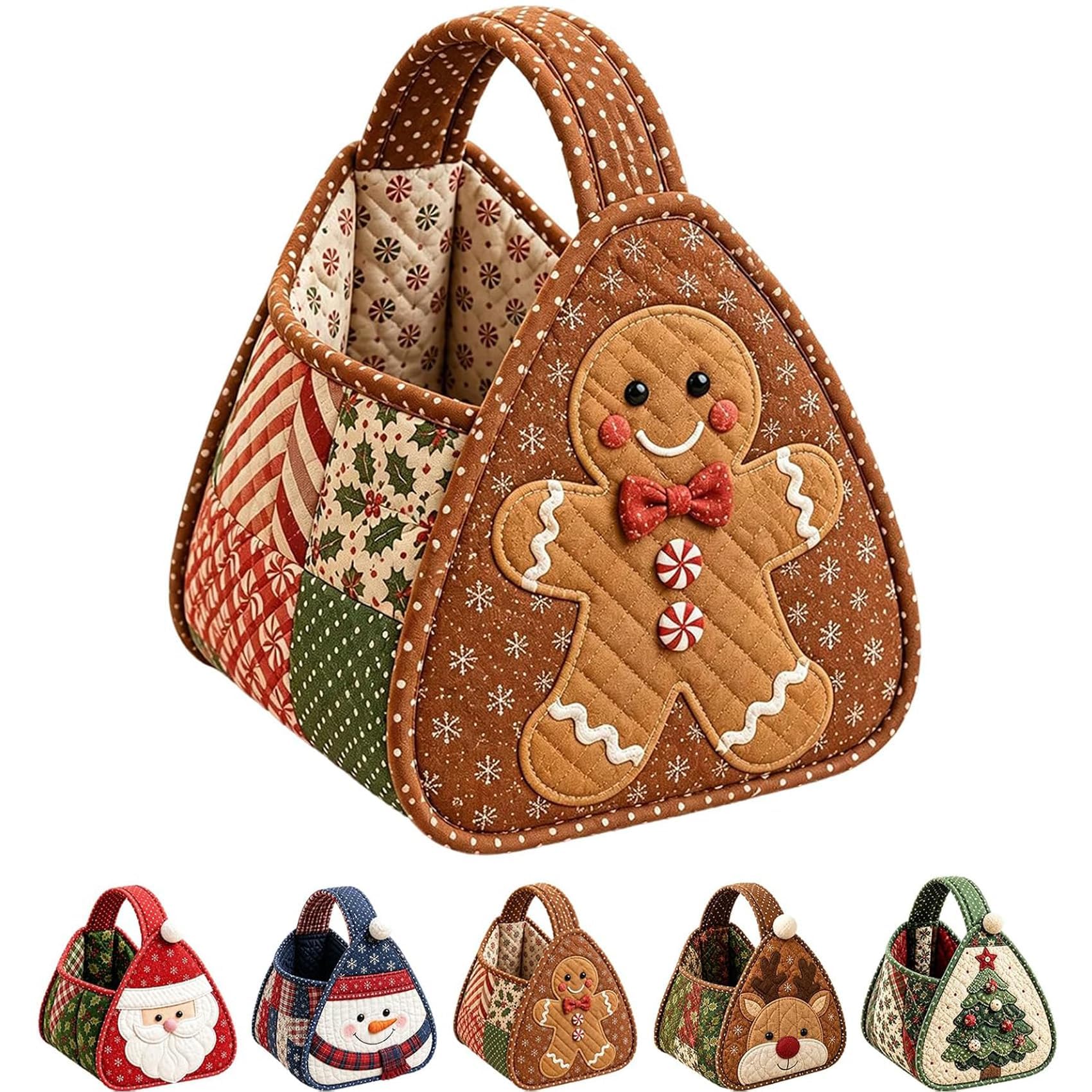 Christmas Character Quilted Carry Basket DIY Fabric Sewing Kit，#B