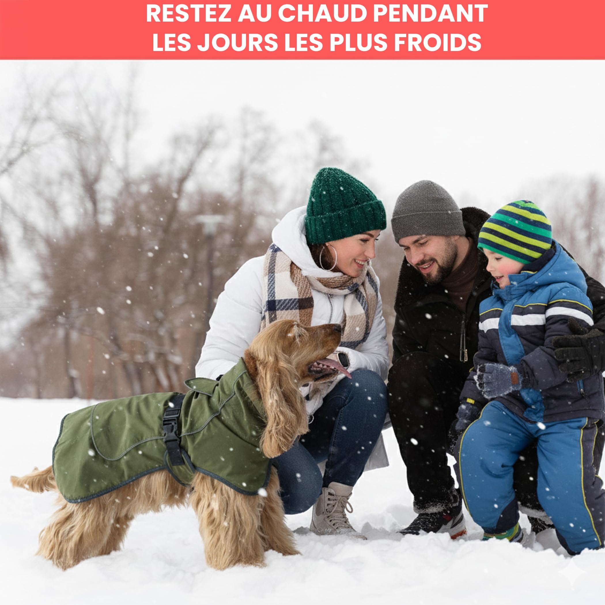 DOGOPAL Manteau Chien Imperméable et Coupe-Vent, Doublure Polaire Chaude, Manteau d’Hiver Réfléchissant Respirant, Grande Taille et Petit, Parfait pour Temps Froid (40)