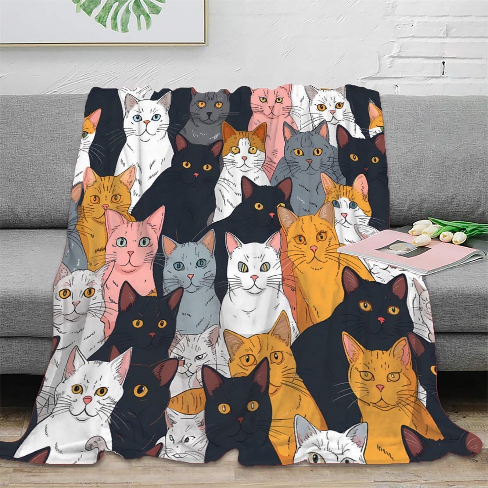 Couverture chat 3D plaid microfibre chaud dessin animé lavable