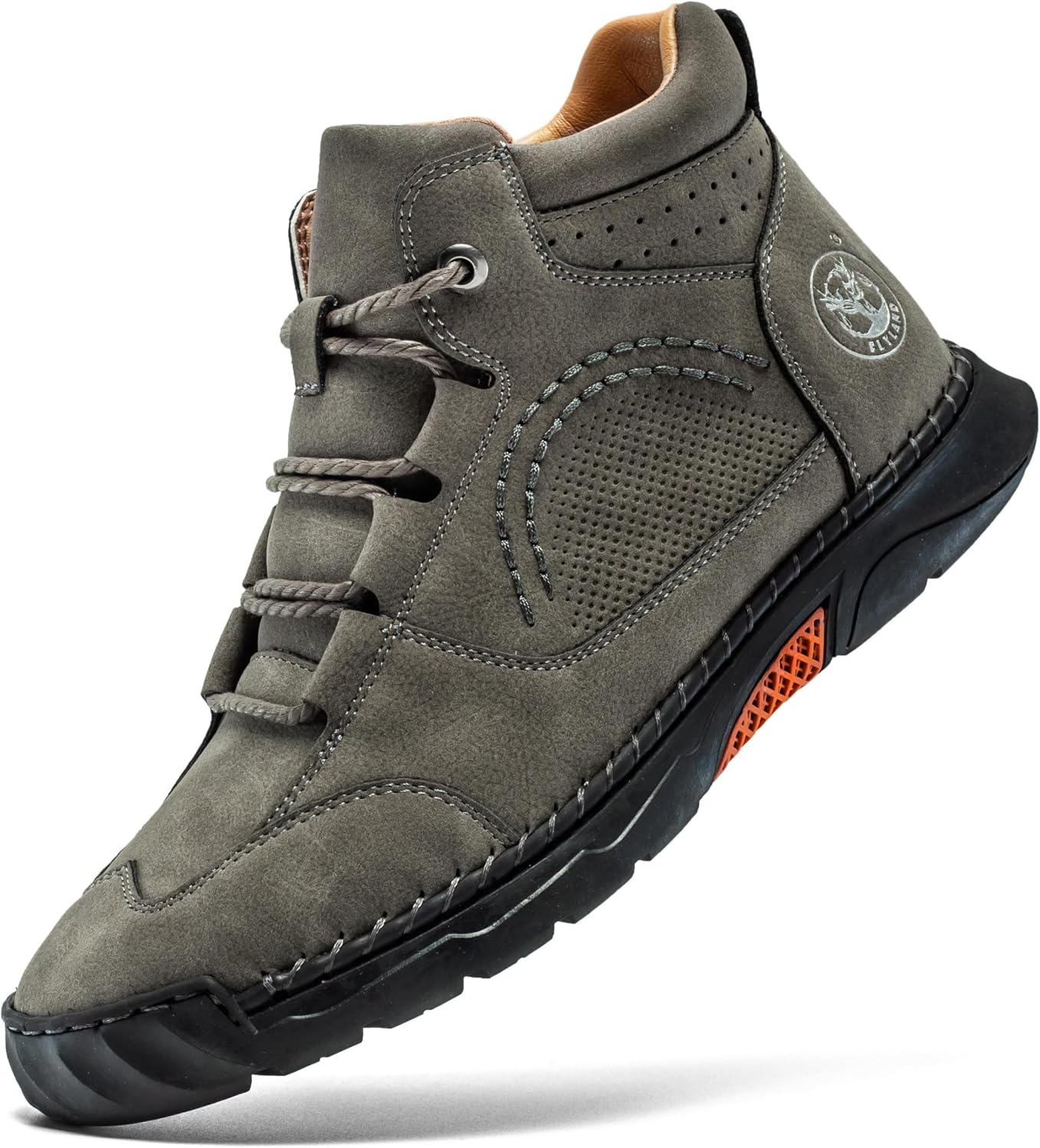 FLYLAND Mens Casual Faux Leather Mid-Top Ankle Boots