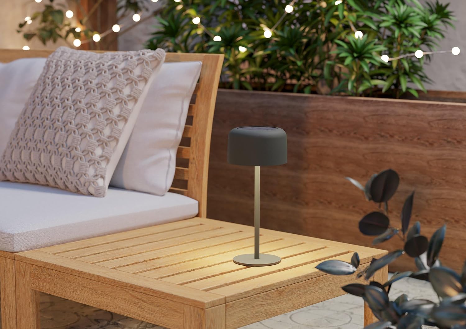 EGLO Roccanova Solar Table Lamp, Battery Table Lamp, Outdoor, Touch Dimmable in 3 Levels, Solar Lamp for Balcony and Garden, Steel in Green, Warm White, IP44