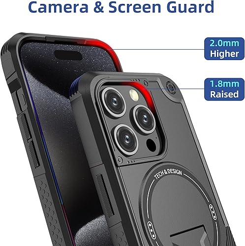 Miniatura 4 de ACCREW Funda magnética para iPhone 15 Pro Max con soporte invisible compatible con MagSafe protección contra caídas con borde de TPU suave, parte