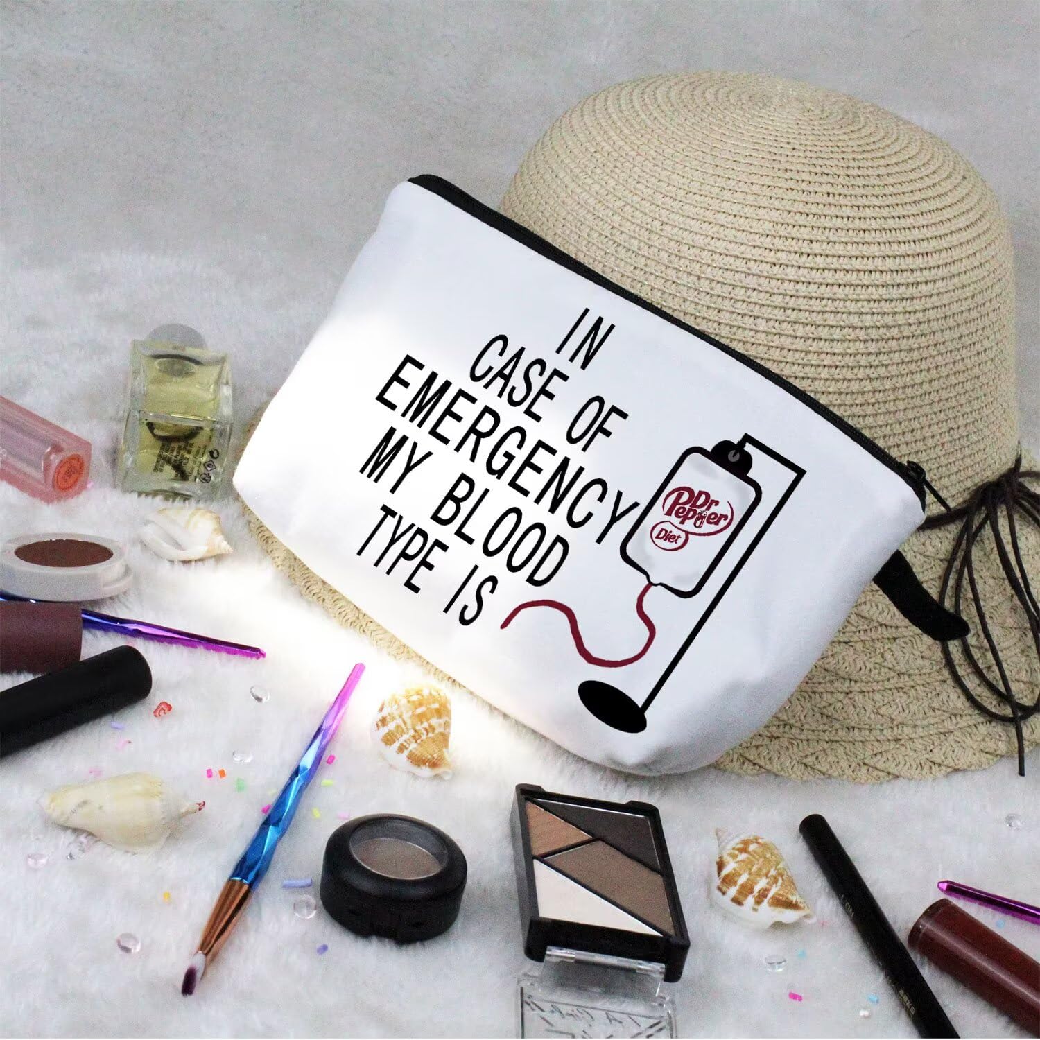 Livel lhood Dr P Makeup Bag Cute Small Makeup Organizer Bag Travel Toiletry Zipper Pouch Diet Pepp Cosmetic Bag Gift for Women Girls