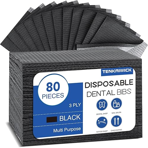 Paquete de 80 baberos dentales desechables de 13"x18", hojas de baberos para tatuajes impermeables de 3 capas para salón de uñas, clínica dental,