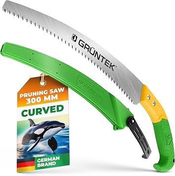 GR NTEK ORCA Curved Pruning Saw 330 mm   Triple-Edge Hand Saw with Soft Grip & 7 TPI Blade   Rugged Case for Gardening, Wood Cutting & Camping