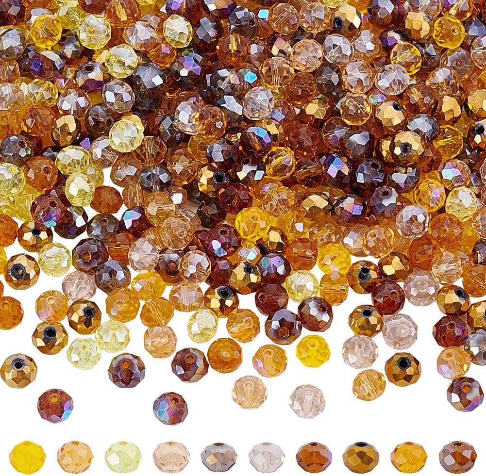 10 Strands of Galvanised Glass Beads 10 Colours Faceted Rondelle Beads Transparent Spacer Beads for Jewellery Making