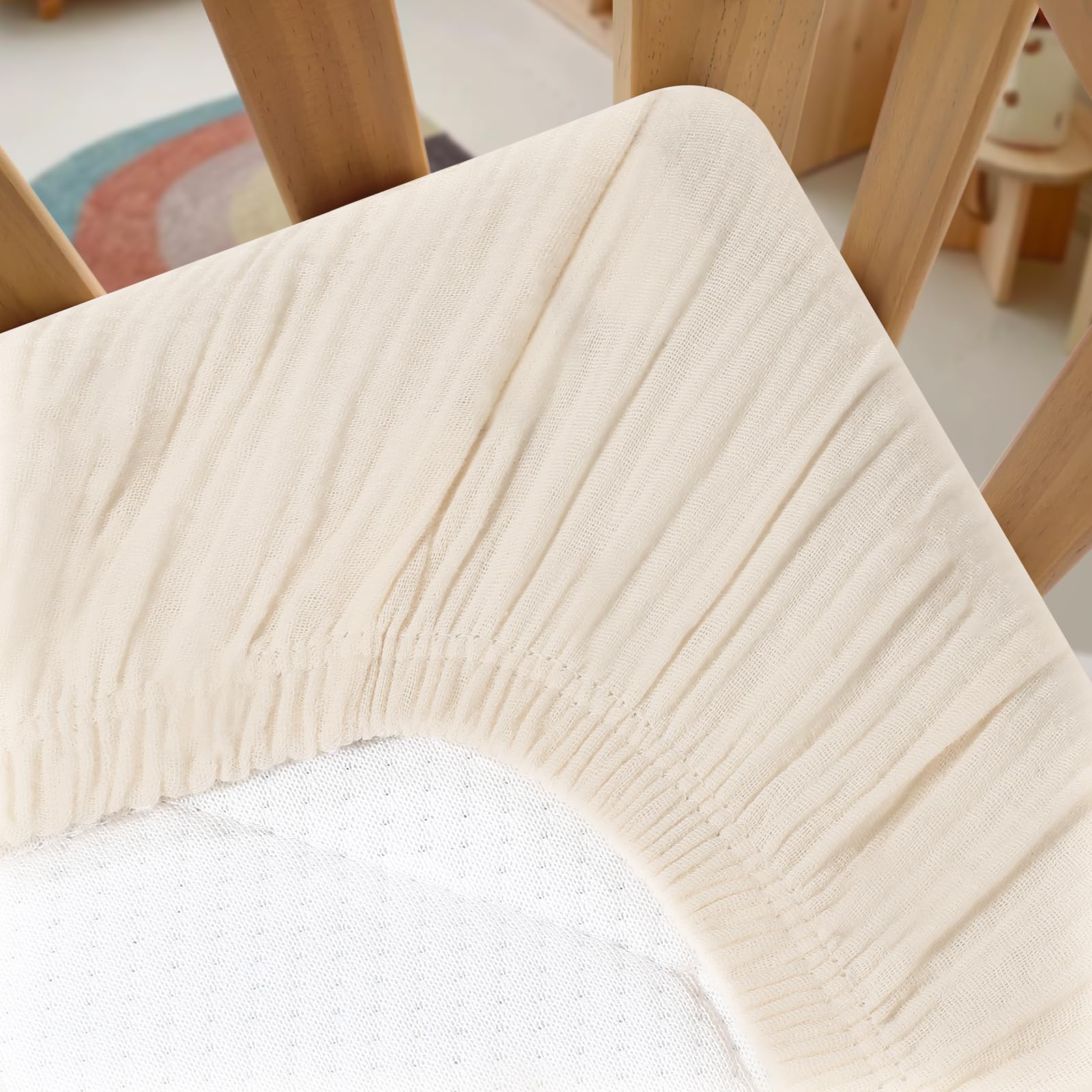 Peepeemax Cot Bed Sheets 140 x 70 Fitted, Muslin Cotton Cot Sheets - Image 4