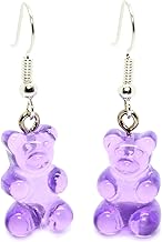 Bluebubble MY SWEET SHOP Jelly Purple Gummy Bear Dangle Earrings on Gift Card