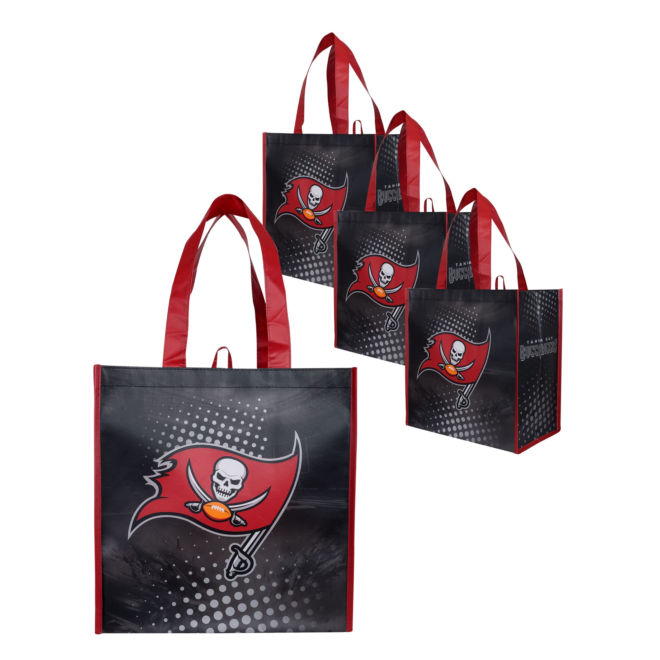 Photo 1 of FOCO NFL Team Logo Reusable Grocery Shopping Bags Totes Tampa Bay Buccaneers 4 Count (Pack of 1) Team Color