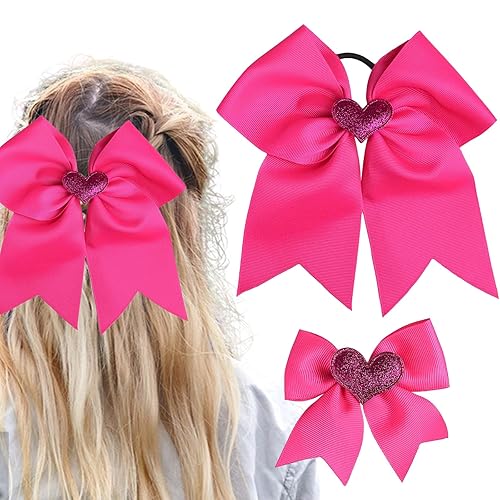 Miniatura 8 de 2 lazos para el cabello de San Valentín, bandas elásticas hechas a mano, bandas elásticas para el cabello y lazos para el cabello, lentejuelas con