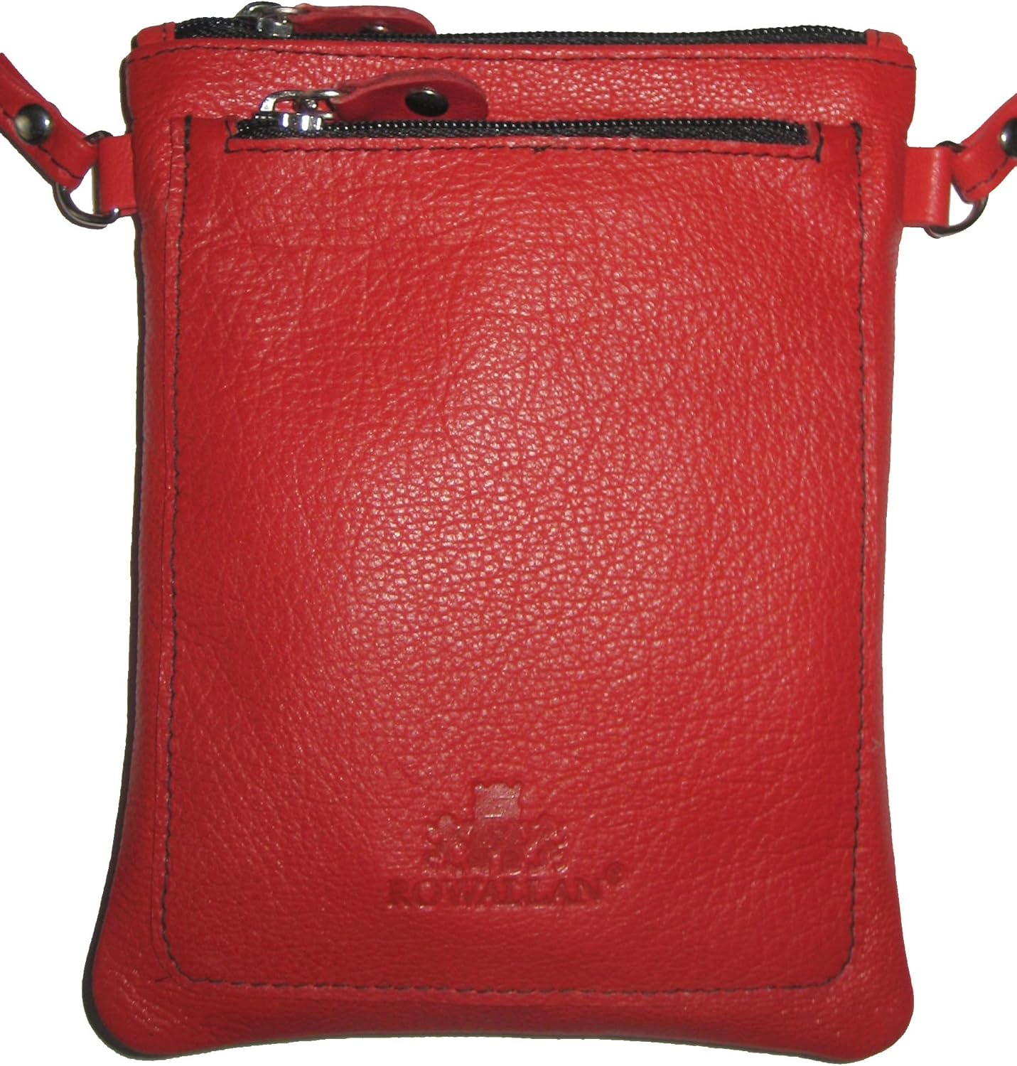 ROWALLAN SMALL MINI RED LEATHER NECK PURSE ACROSS BODY SHOULDER BAG
