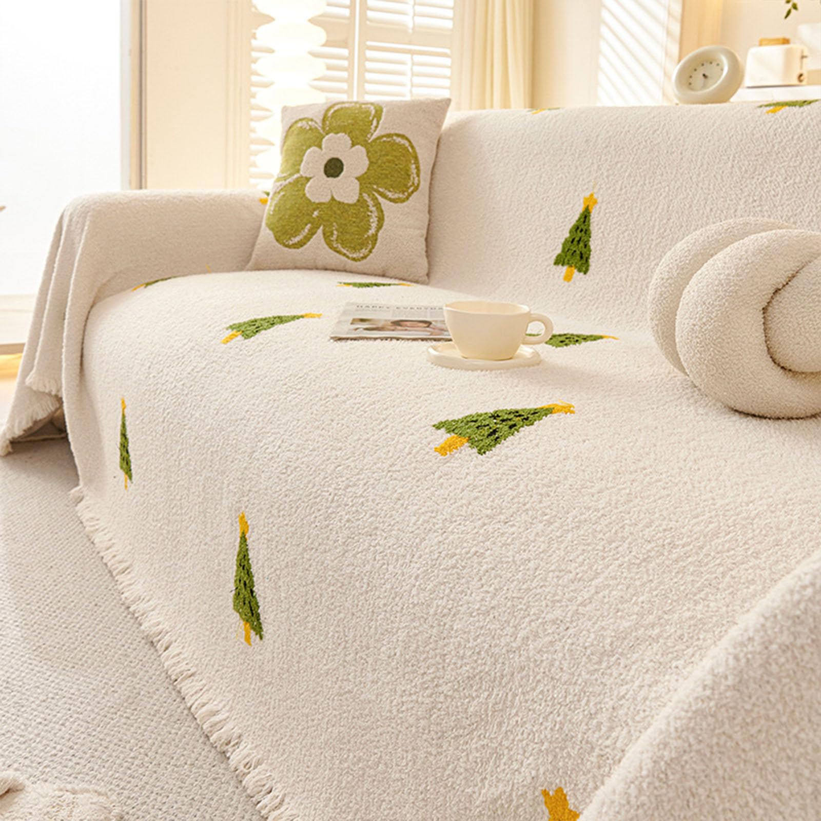 Housse de canapé en Chenille Sapin de Noël antidérapante lavable 2-3 places