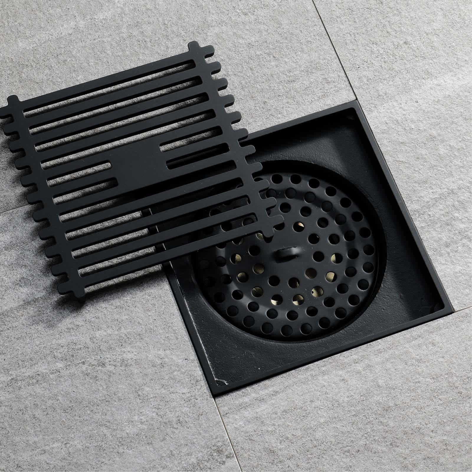 Bonde Douche Simple Siphon Douche Laiton Bonde de Douche Carré Bonde Douche Extra Plate 100 * 100mm Siphon de Sol Anti-Odeur Convient pour Cuisine, Salle de Bain