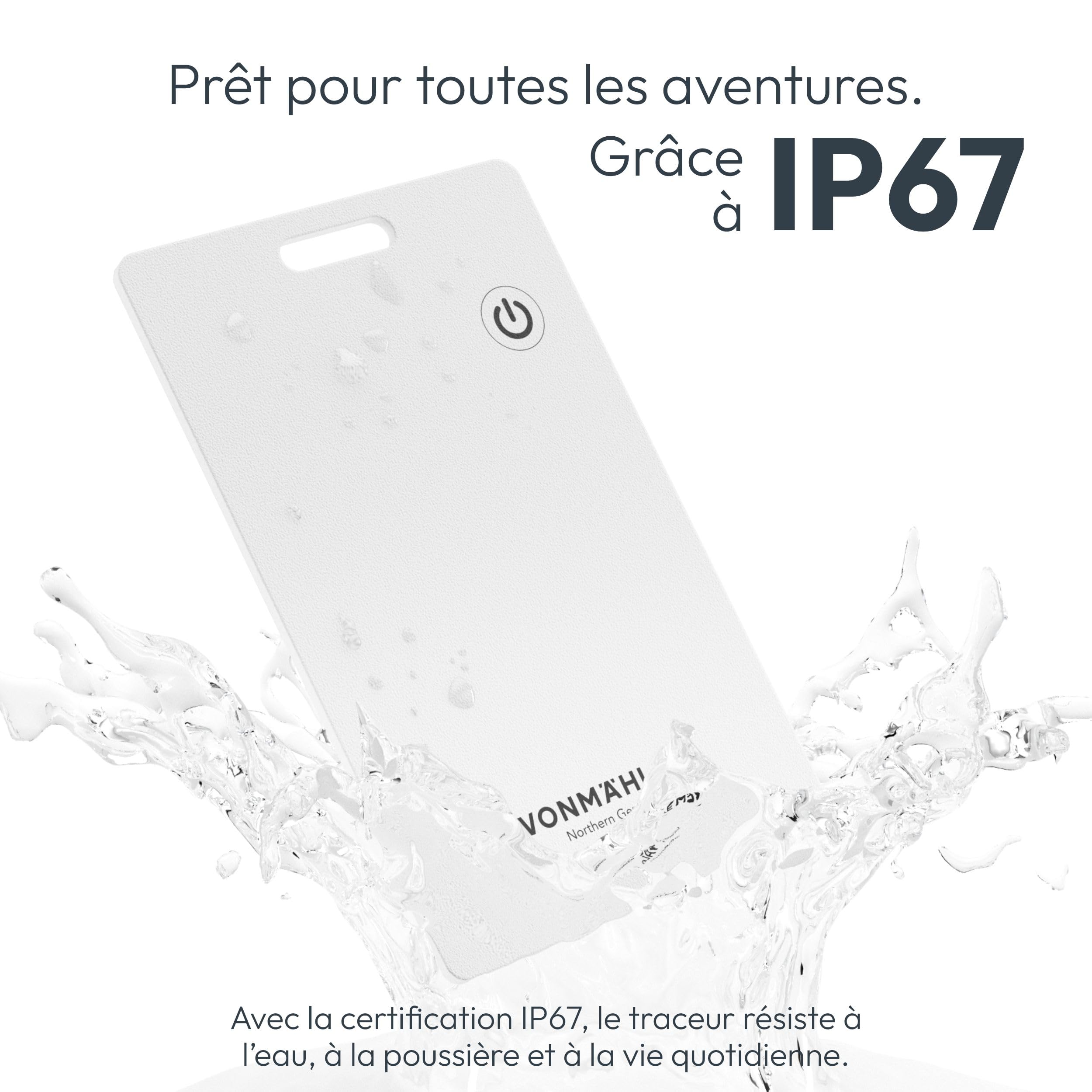 Vonmählen FindMe - Localisateur Bluetooth Ultra-Fin, Compatible avec Le réseau FindMy Apple, Recharge sans Fil, résistant à l'eau IP67 - Blanc