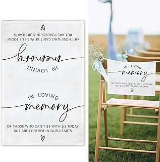 In Loving Memory Wedding Sign, White Reserved Seating Wedding Chair Sign, Reserved Memorial Signs for Church Pew Bench, Weddings Decorations Signs for Ceremony Reception, 12x18 Inch-A05
