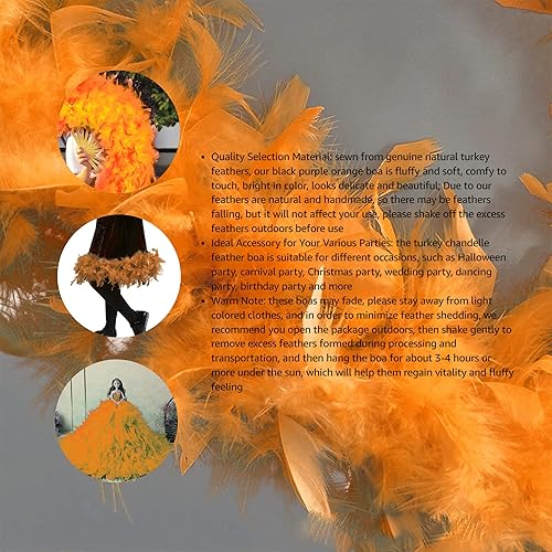 Miniatura 6 de 1st Choice Feather Boa colorida Chandelle Boa de plumas de 66 pies para mujer, boas de plumas de pavo para fiesta, boda, disfraz de Halloween