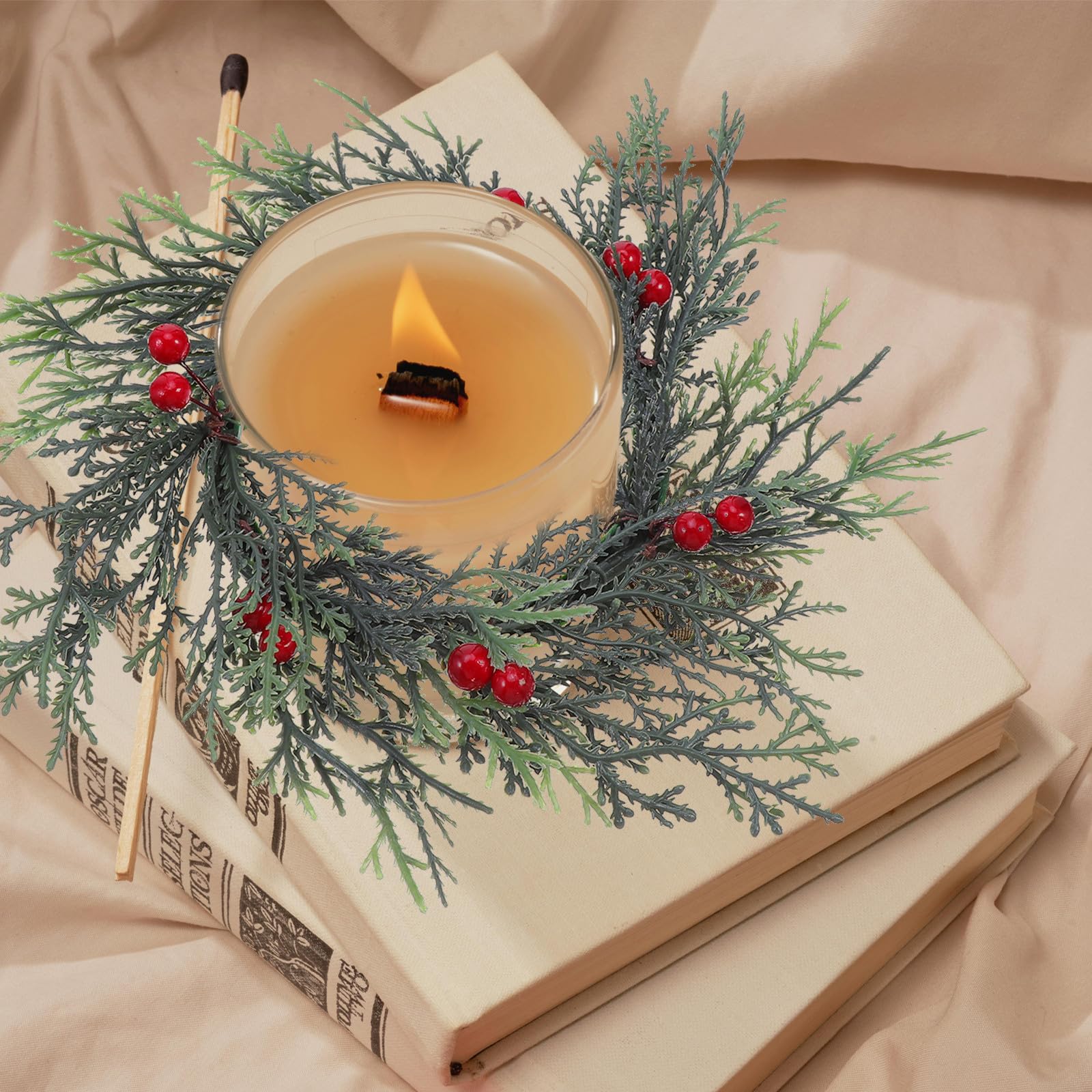 TOYANDONA 15 Stück Kiefernnadelkranz Kerzenhalter aus PVC für Weihnachten