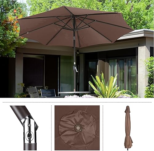 Miniatura 5 de Sombrilla de patio al aire libre de 9 pies, color marrón