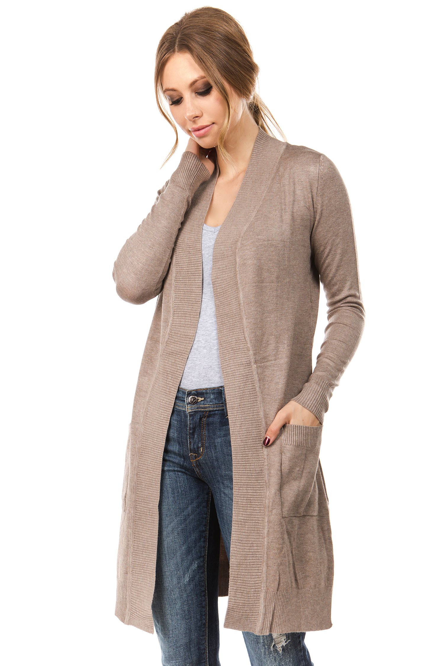 Cielo Womens Long Sleeve Sweater Duster Cardigan Desertcart