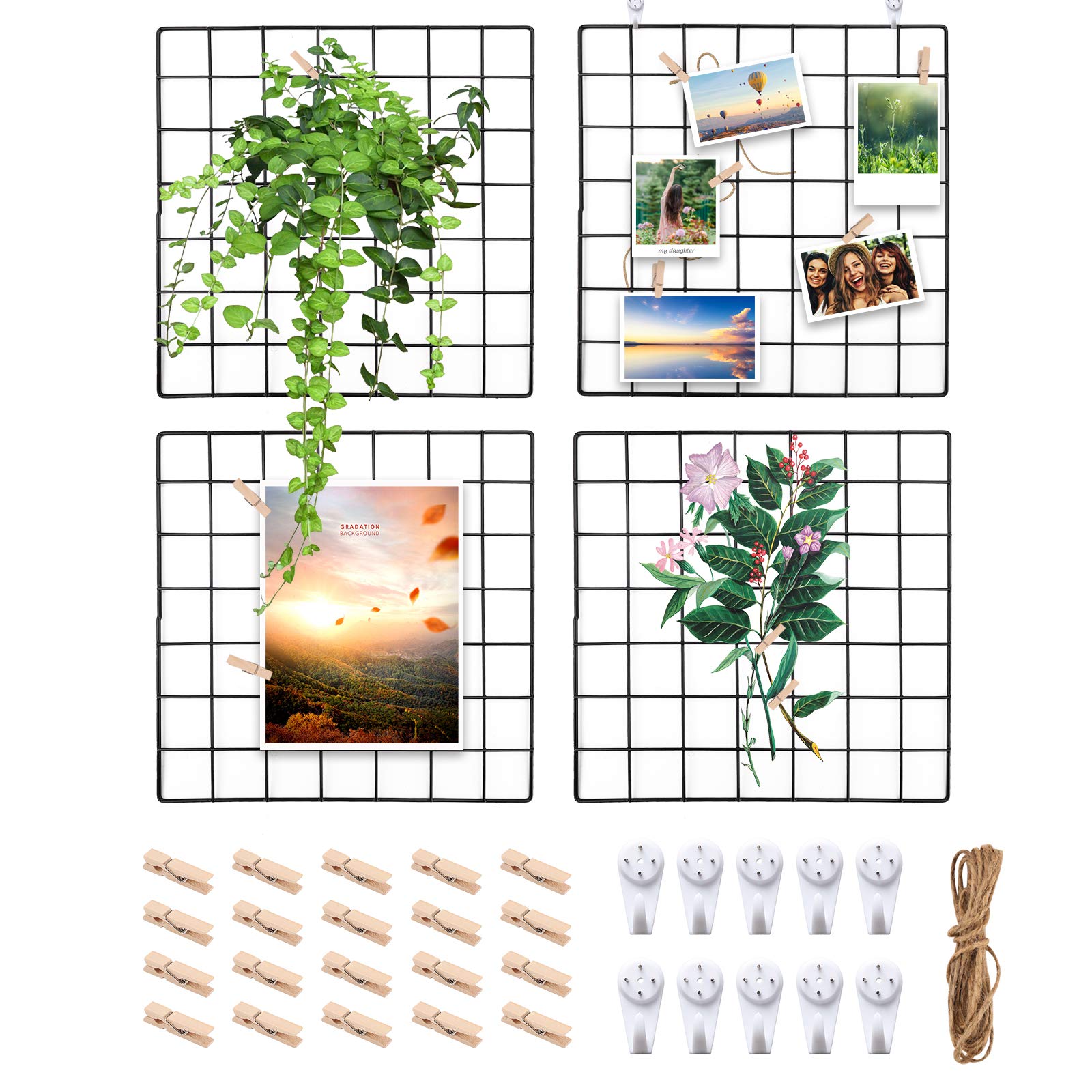 Buy Hileyu Wire Wall Grid Panel Board Set of 4 Black Display Board Wire