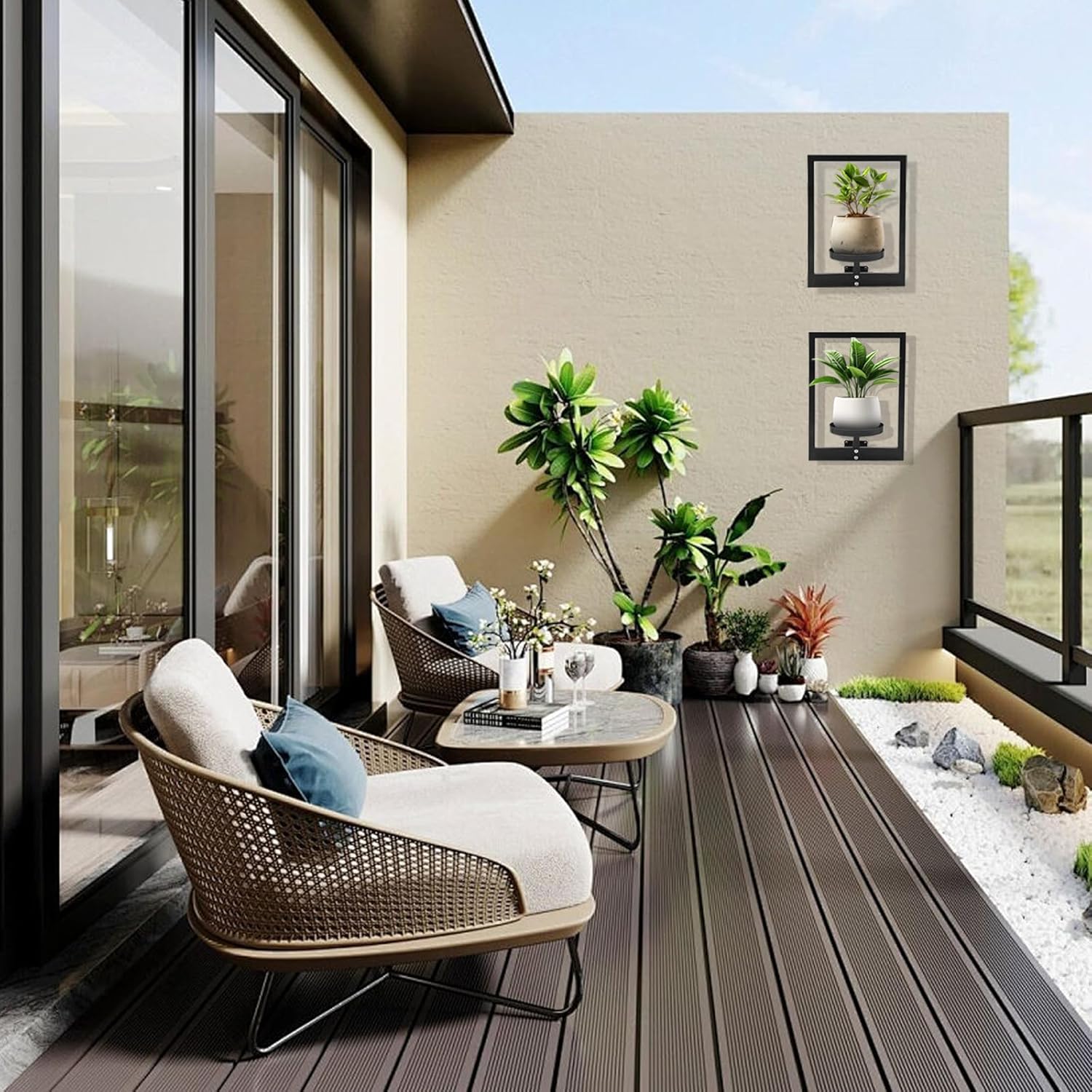 Metal Wall Plant Holder, Wall Planters for Indoor Plants, Heavy Duty Plant Wall Shelf, Vertical Space Saving - for Home, Office, Balcony(2 Pack)