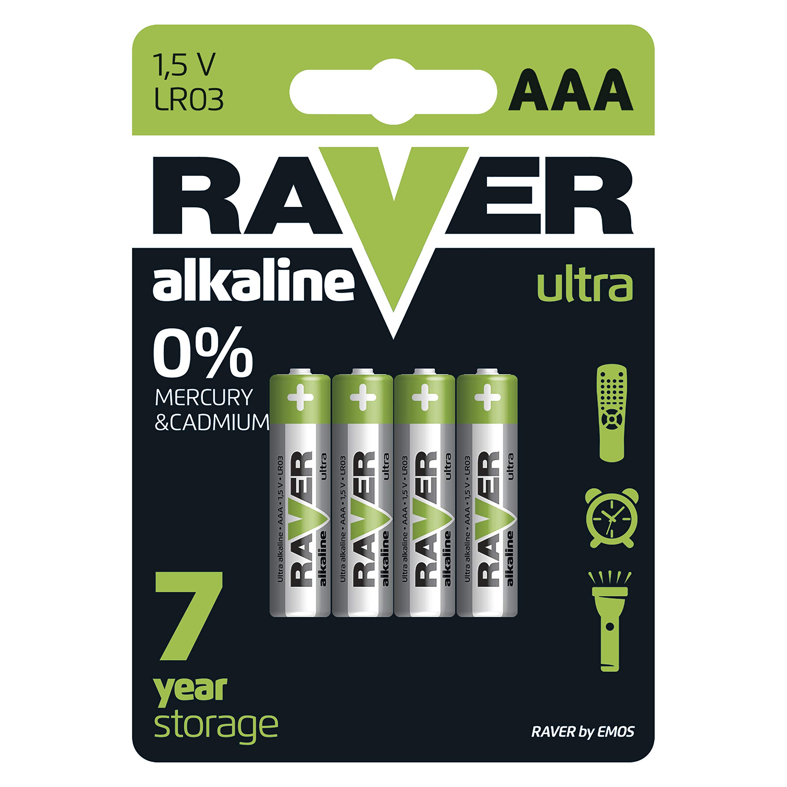 Emos Raver Alkaline Battery LR03 AAA Micro Pack of 4 Set of 4 B7911
