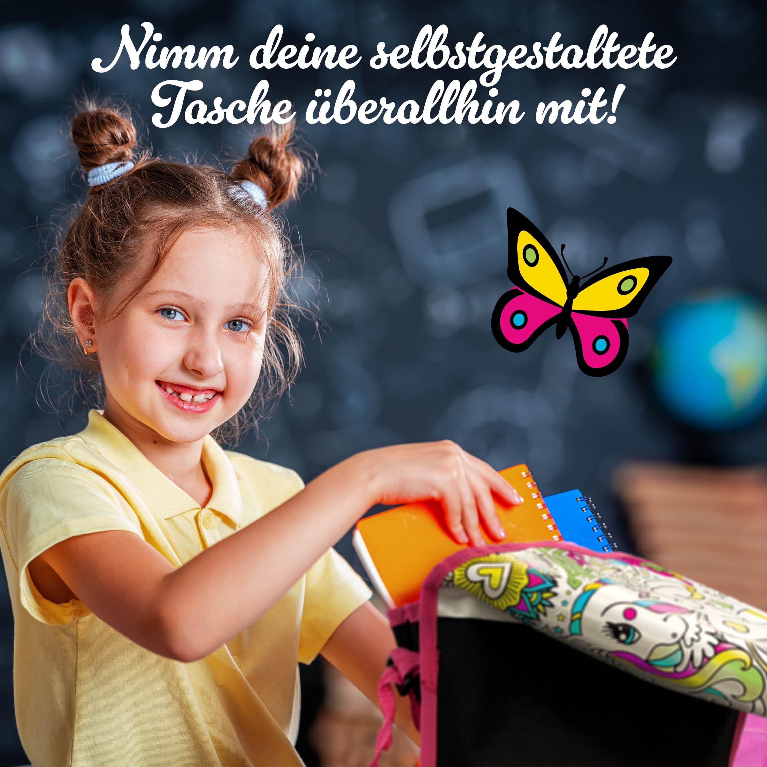 Grafix Einhorn-Taschen-Set zum selber Ausmalen | Ideal für Mädchen ab 6 Jahren | Einhorn-Spielzeug und Basteleien in einem! | Bemalen Sie Ihr eigenes Taschenset | Kreative Handtasche für Kinder