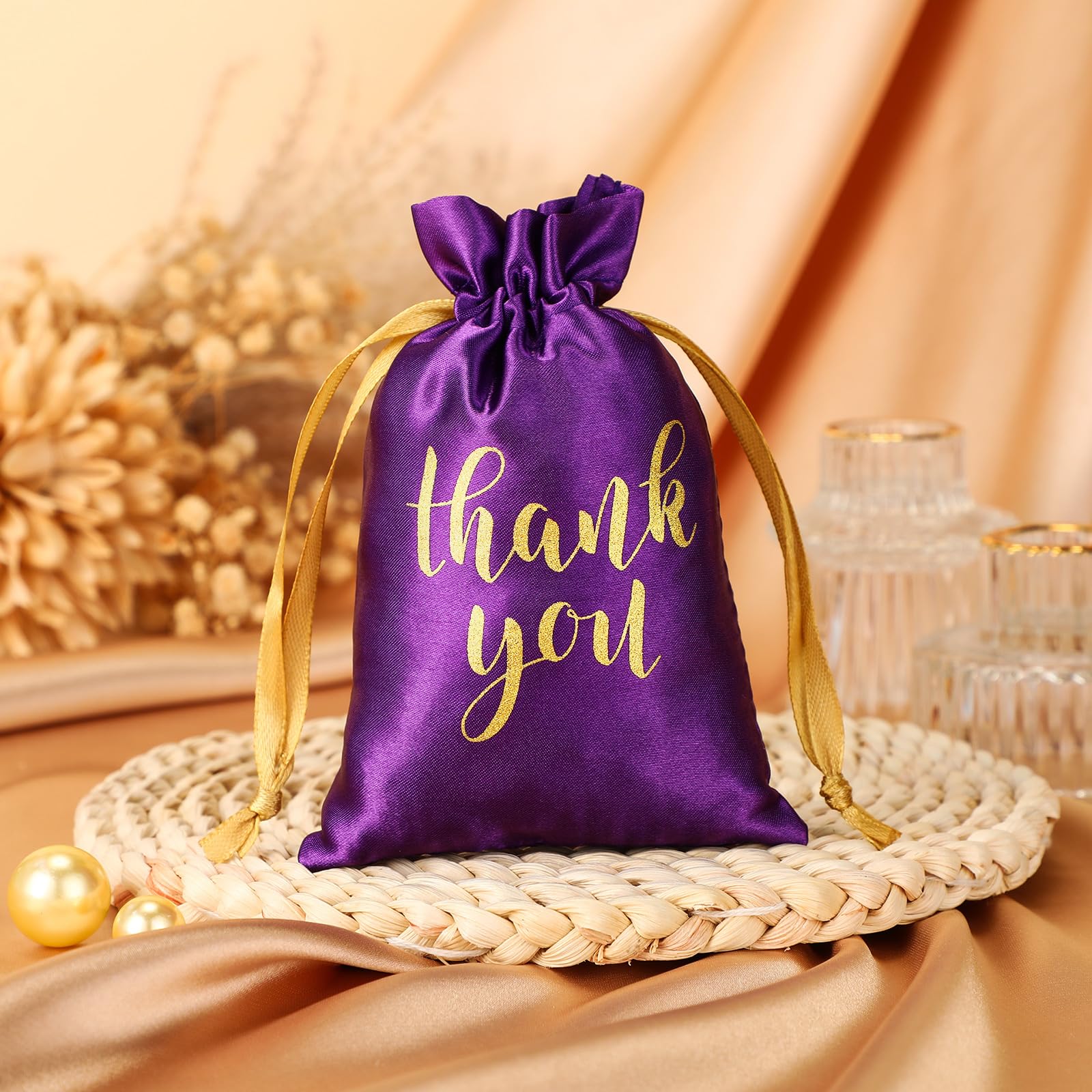 Sieral 50 bolsas de regalo de satén con cordón para joyas, bolsas de dulces para bodas, despedidas de soltera, bolsas de regalo para fiesta de cumpleaños, aniversario (morado, 4 x 6 pulgadas)