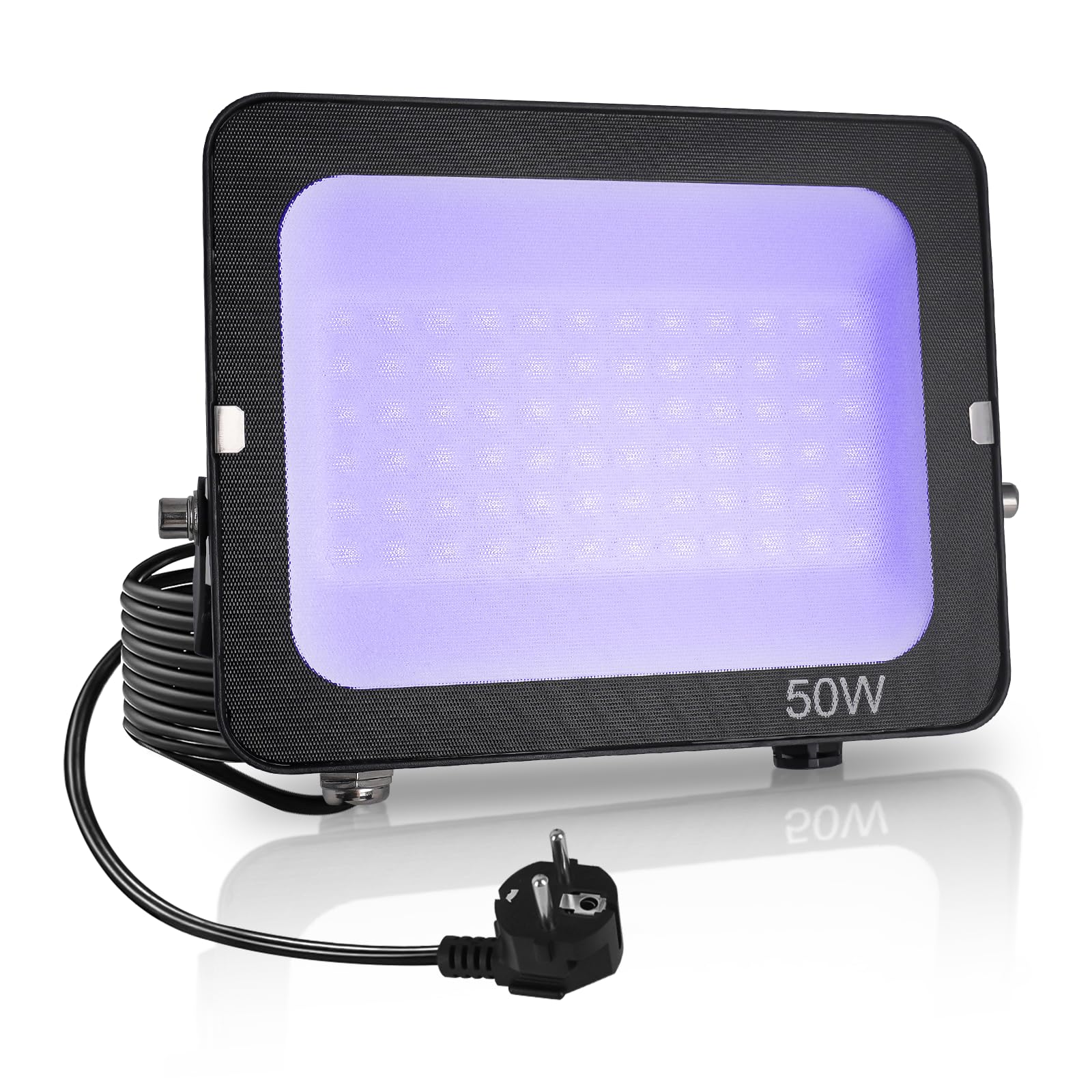 Luz Negra Ultravioleta 50W, Foco Luz UV con Enchufe,395-400nm Impermeable LED Bombilla UV,Fluorescente Lámpara de Escenario Blacklights para Neón Glow Party,Halloween,Fiesta,Disco,Body Paint