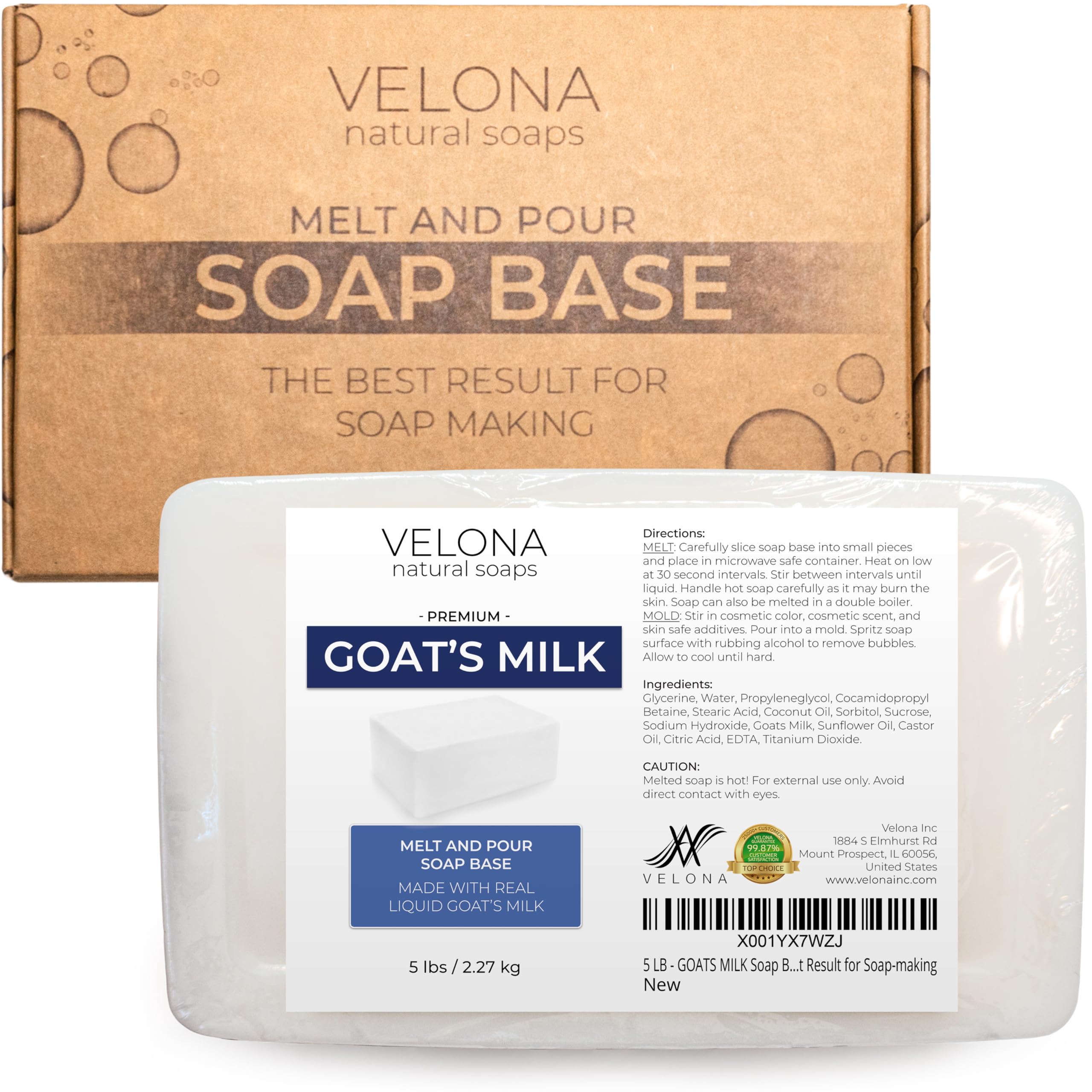 velona 5 lb - Goat Milk Soap Base, Melt & Pour, SLS/SLES Free